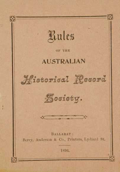 Rules of the Australian Historical Record Society