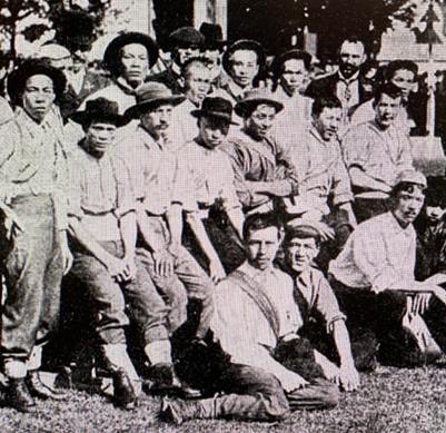 Photo of footballers from the Melbourne Chinese Community who played in a charity match in Melbourne for St. Vincent’s Hospital. The Leader (Melbourne), April 8, 1899. P. 36